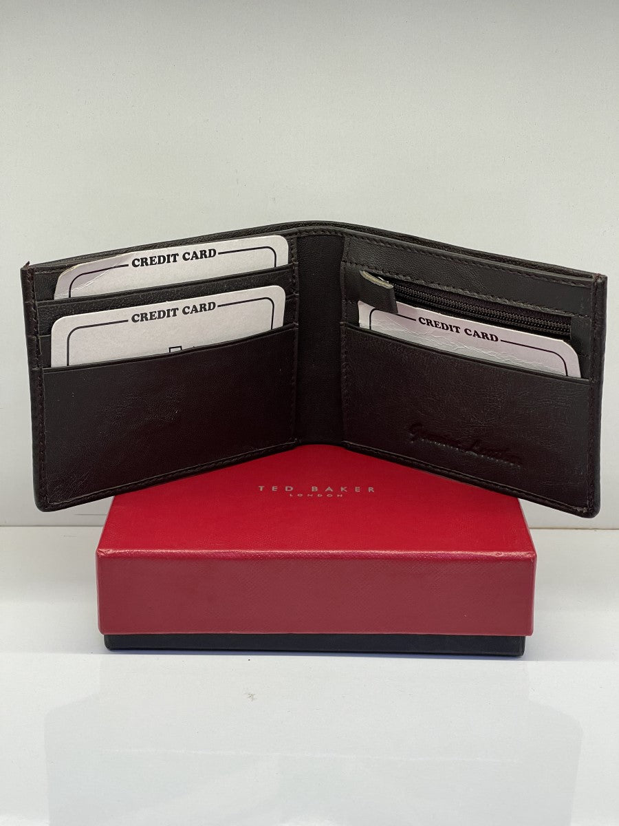 TED BAKER LEATHER BI FOLD MENS WALLET