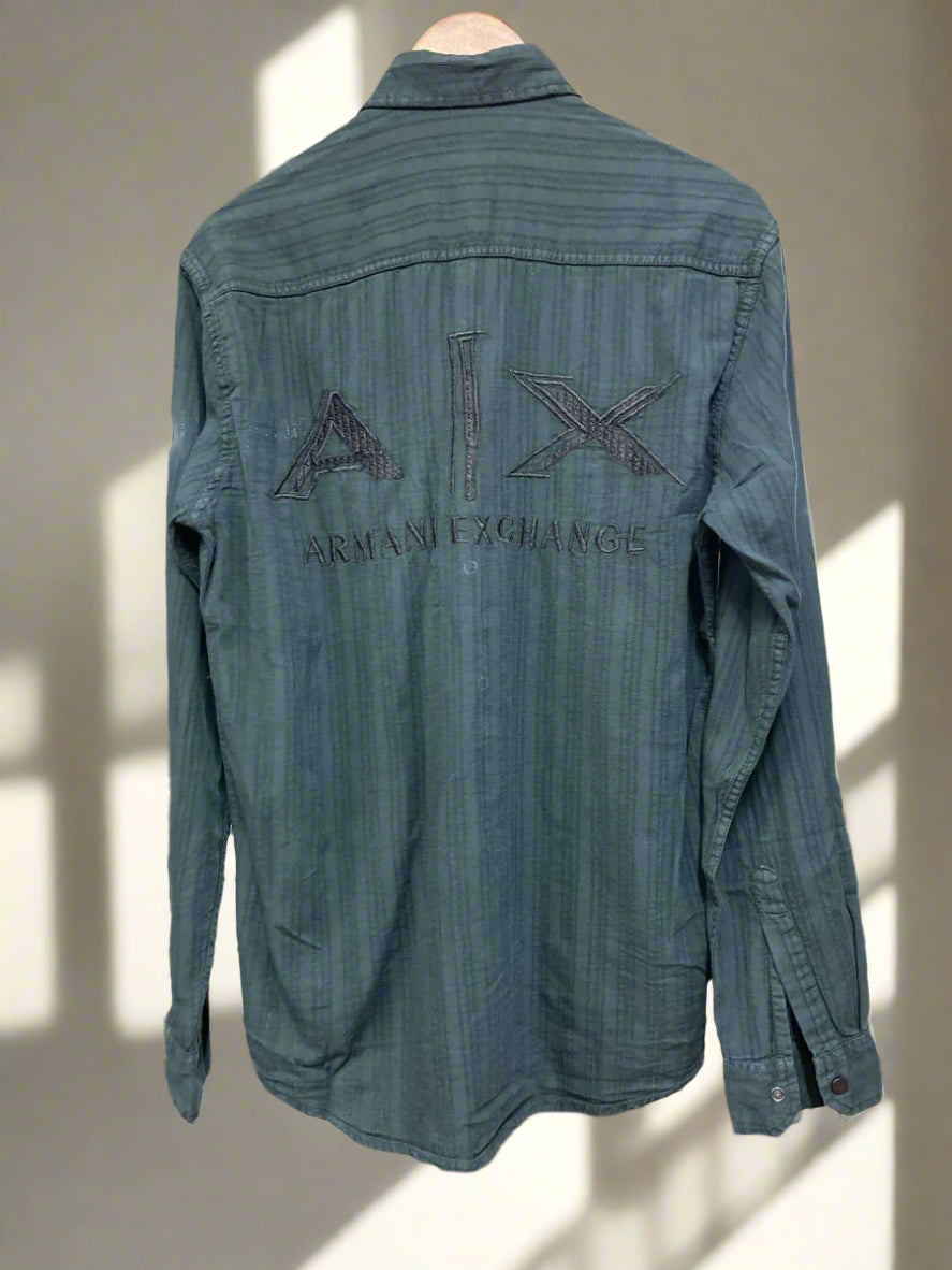 A-X DENIM DOUBLE POCKET BACK PRINTED SHIRT