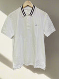 C-K WHITE POLO TSHIRT WITH STRIPED COLLAR