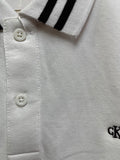 C-K WHITE POLO TSHIRT WITH STRIPED COLLAR