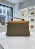 CO ACH GEORGIE SATCHEL IN SIGNATURE CANVAS WITH TAN LEATHER  LADIES SLING BAG
