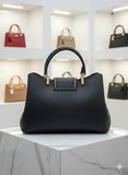 MANGOLIA ELEGANT BLACK LEATHER TOP-HANDLE TOTE LADIES BAG