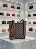 MANGOLIA SIGNATURE MONOGRAM TOTE WITH LEOPARD SCARF TOTE LADIES BAG