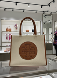 TRY BURCH ELLA IN CANVAS AND LEATHER TOTE LADIES BAG