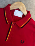 FRD PRRY MEN'S RED POLO SHIRT WITH BLACK AND GOLD TIPPING