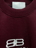 BALNCIG MAROON/BURGUNDY B/B LOGO BLACK PRINTED ROUND NECK OVERSIZED T-SHIRT