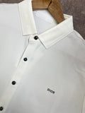 DIOR IMPORTED WHITE COLLARED WITH DIOR CHEST LOGO SHIRT