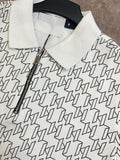 KRL LAGERFELD MONOGRAM QUARTER-ZIP POLO T-SHIRT