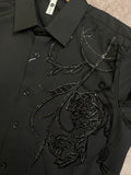 IMPORTED PARTY WEAR OPULENT SWIRL STONE WORK SLIM FIT DESIGNER SHIRT