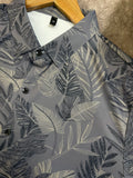 IMPORTED GRAY MONOCHROME TROPICAL LEAF PRINTED SHIRT