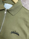 C-K QUARTER-ZIP SCRIPT LOGO POLO T-SHIRT