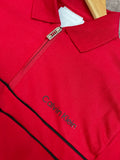 C-K QUARTER-ZIP STRIPED RED POLO T-SHIRT
