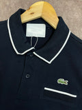 LCST NAVY PIQUE POLO WITH TIPPED COLLAR AND POCKET DETAIL POLO T-SHIRT