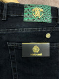 ROTERTO CAVALLI LUXURY DARK BLUE ACID WASH JEANS