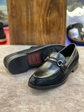 FRANK Textured Black Bit Loafers