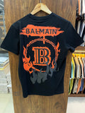 BLMN BACK PRINTED ORANGE EMBOSSED LOGO CREWNECK ROUND NECK T-SHIRT