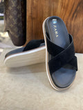 ZRA Suede Cross-Strap leather slipper