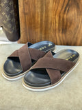 ZRA Suede Cross-Strap leather slipper