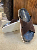 ZRA Suede Cross-Strap leather slipper