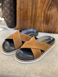 ZRA Suede Cross-Strap leather slipper