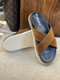 ZRA Suede Cross-Strap leather slipper