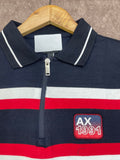 A-X QUARTER-ZIP STRIPED PIQUE POLO T-SHIRT