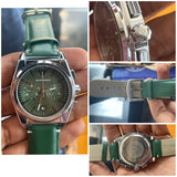 Emporio Armani Chronograph Green Dial Men's Leather Watch