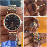 Emporio Armani Rose Gold Crystal-Accent Dress women's WATCH
