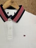 TMY STRIPED COLLAR POLO T-SHIRT