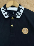 BLMN PARIS JACQUARD COLLAR GOLD MEDALLION PIQUÉ POLO T-SHIRT