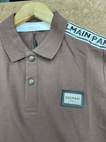 BLMN PARIS LOGO TAPE EMBOSSED BUTTON PIQUÉ POLO T-SHIRT