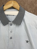 HKT LONDON STRIPED COLLAR EMBROIDERED POLO T-SHIRT
