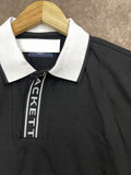 HKT LONDON BRANDED ZIP PLACKET BLACK POLO T-SHIRT