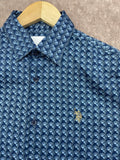 USP A REGULAR FIT GEOMETRIC FAN PRINT CASUAL OG SHIRT