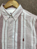 RLP CLASSIC FIT STRIPED LINEN CASUAL STRIPE SHIRTS