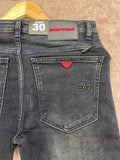 EMP EA7 SLIM FIT WASHED BLACK STRETCH JEANS