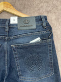 D/G STRAIGHT FIT WASHED DARK INDIGO EMBROIDERED JEANS