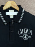 C-K STRIPED COLLAR ARCHIVAL EMBROIDERED POLO T-SHIRT