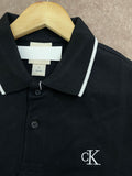 C-K TIPPED COLLAR MONOGRAM EMBROIDERED POLO T-SHIRT