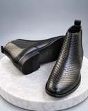 Louis Vuitton Men’s Black Croc-Textured Chelsea Ankle Boots