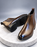 Zara Men’s Dark Brown Leather Side-Zip Ankle Boots
