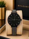 Bvlgari Black Crystal Dial Watch – Elegant Women’s Luxury Stainless Steel Timepiece ladies watch