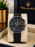Maserati Black Dial Chronograph silicon strap original Watch