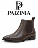 PAIZNIA Men’s Floral Embossed Leather Chelsea Boots