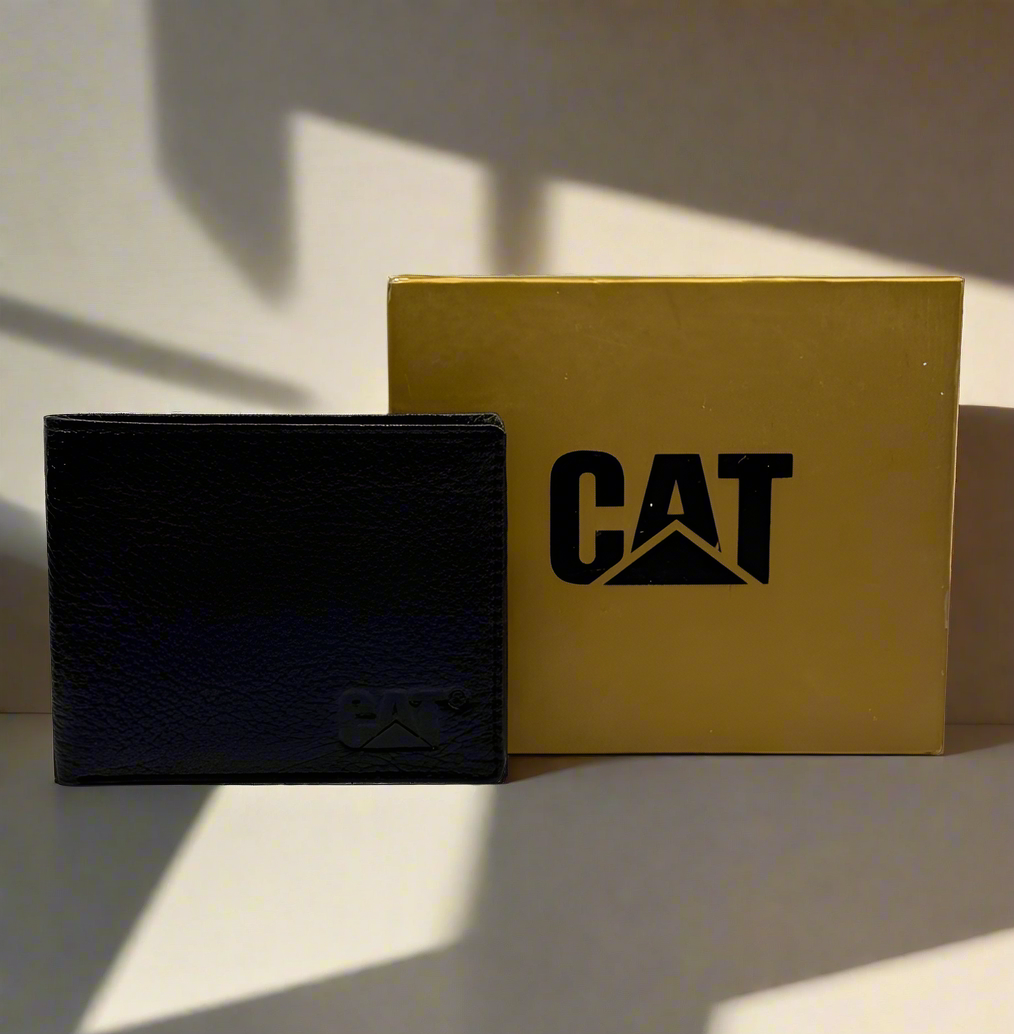 CAT LEATHER BI FOLD MENS WALLET