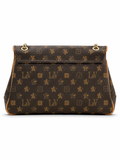 L-V DARK MONOGRAM FLAP BAG WITH GOLD CHAIN TOTE LADIES BAG