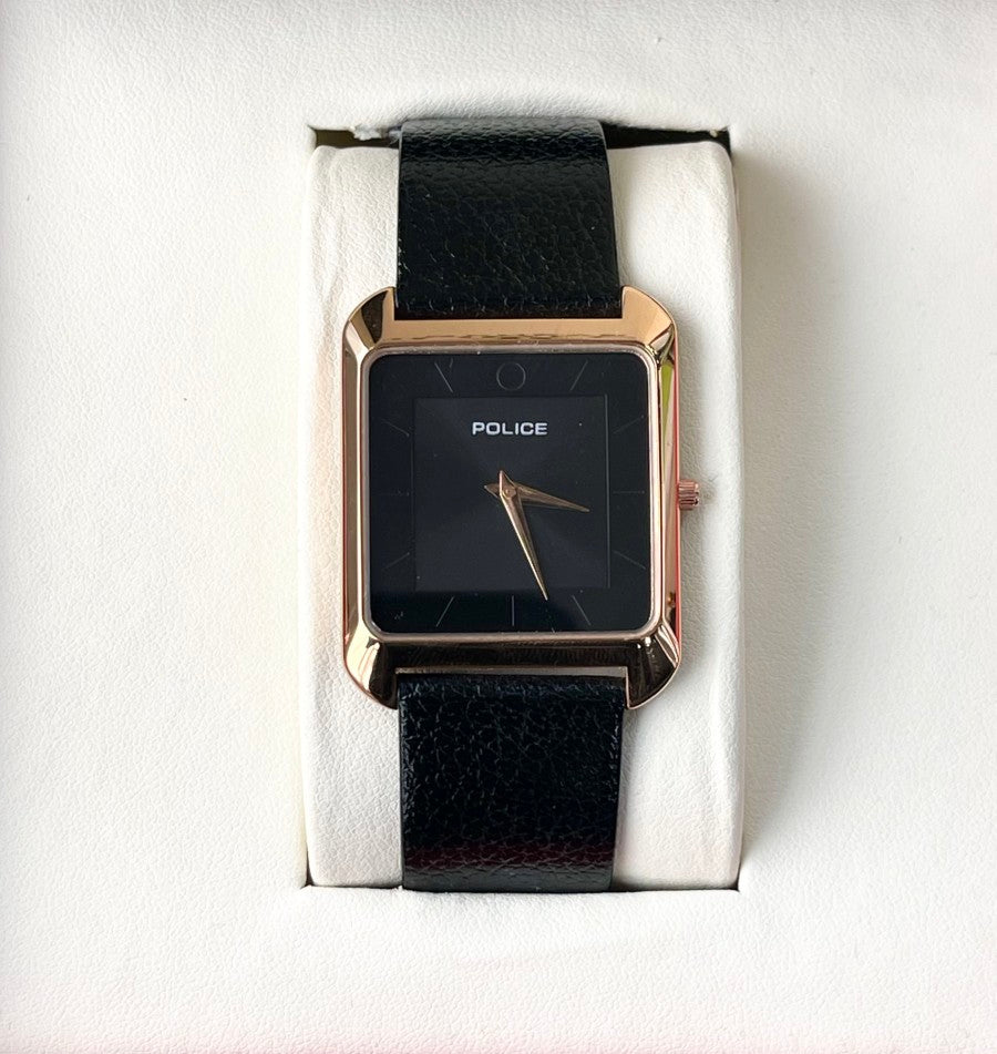 POLC SQUARE LEATHR WATCH