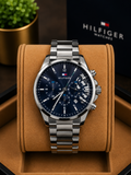 Tommy Hilfiger 44mm Stainless Steel Chronograph metal strap watch