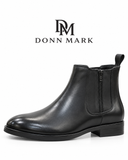DONN MARK Elegant Men's Black Leather Hybrid Chelsea Boots