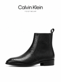 C-K Textured Leather Zip Dress Boots